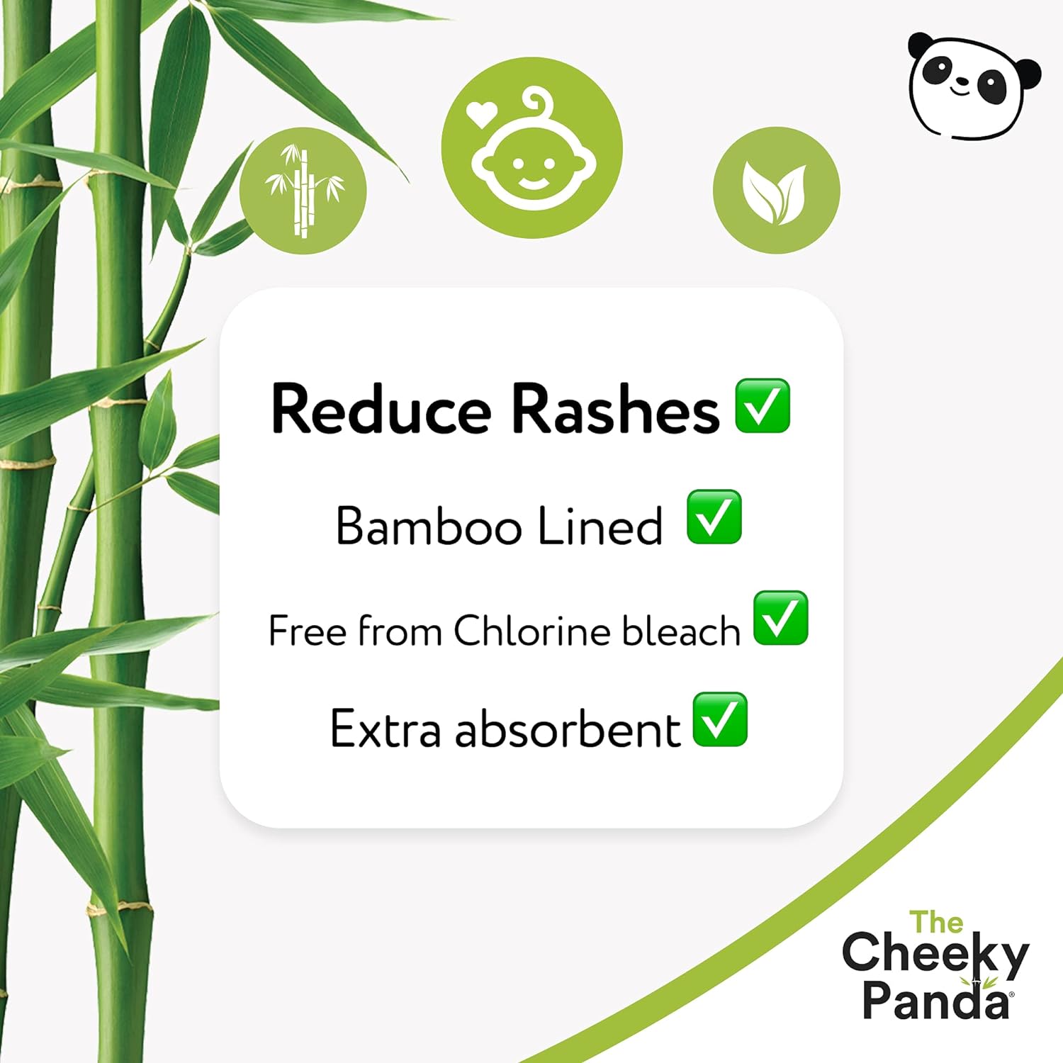 The Cheeky Panda Premium Baby Diapers Size 2 (12-18lbs) | 44 Bamboo Lined Disposable Diapers for Sensitive Skin - Image 2